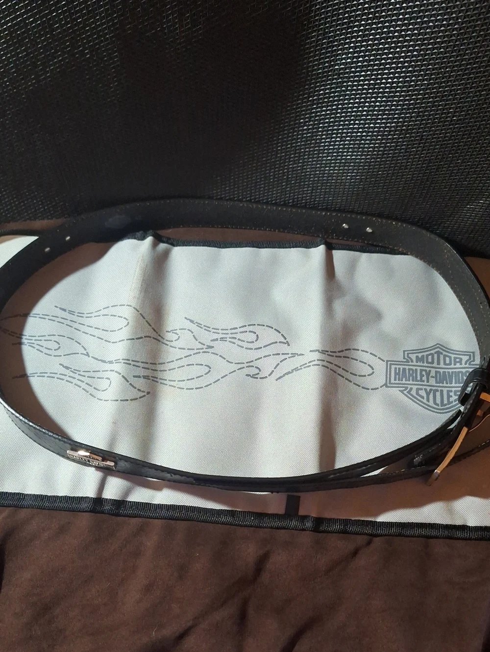 Harley-Davidson Man's Black Leather Belt with Silver Buckle
